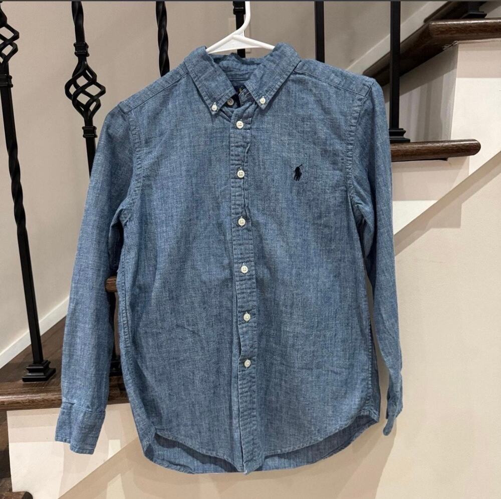 Ralph Lauren Boys Chambray Button Down Shirt, M (8-10)